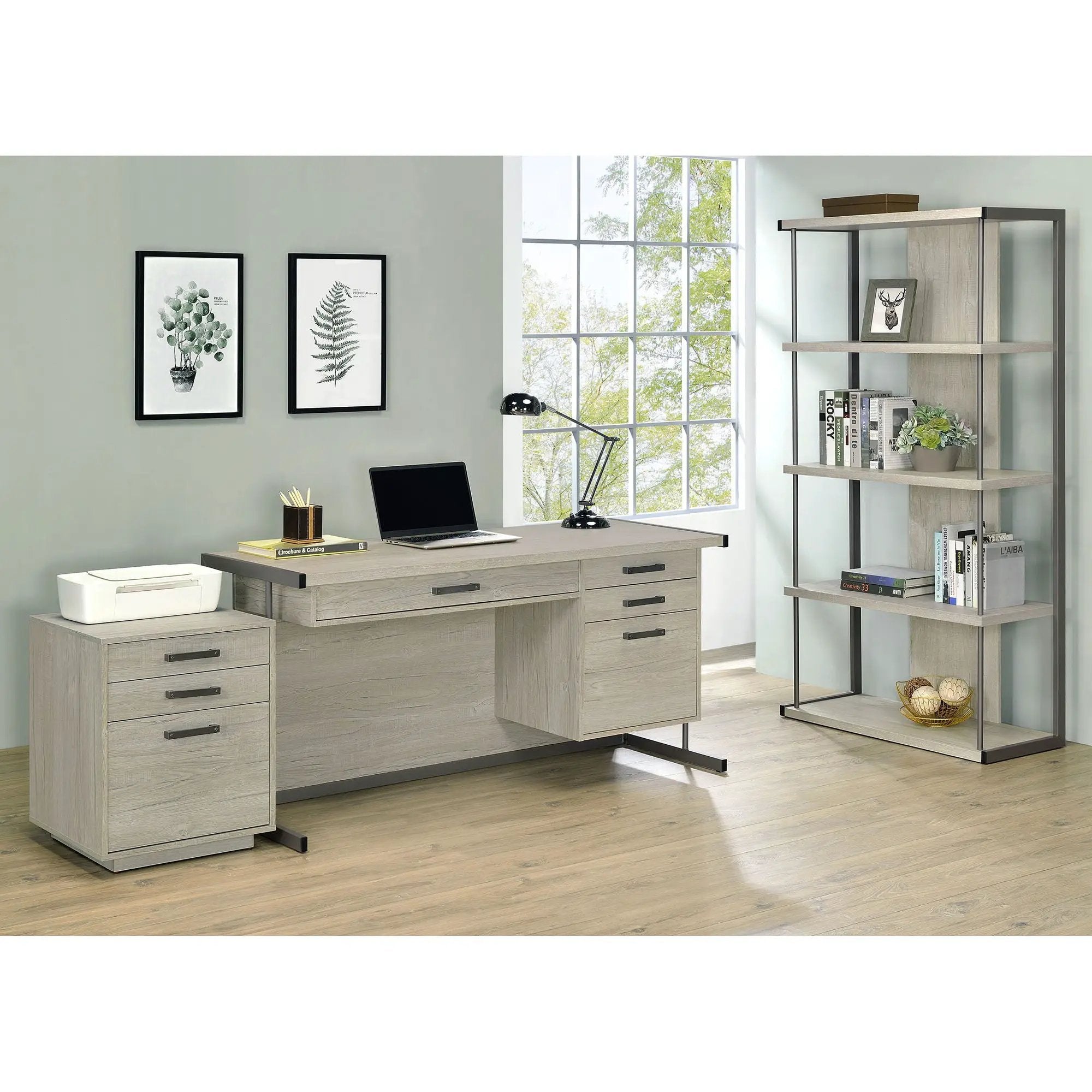 Loomis - 3 Drawer Home Office File Cabinet - White / Gray