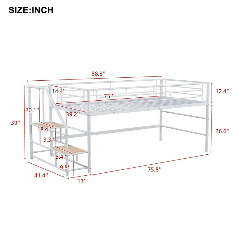 Loft Bed With Storage Stairs And Metal Frame by Unique Piece Furniture
