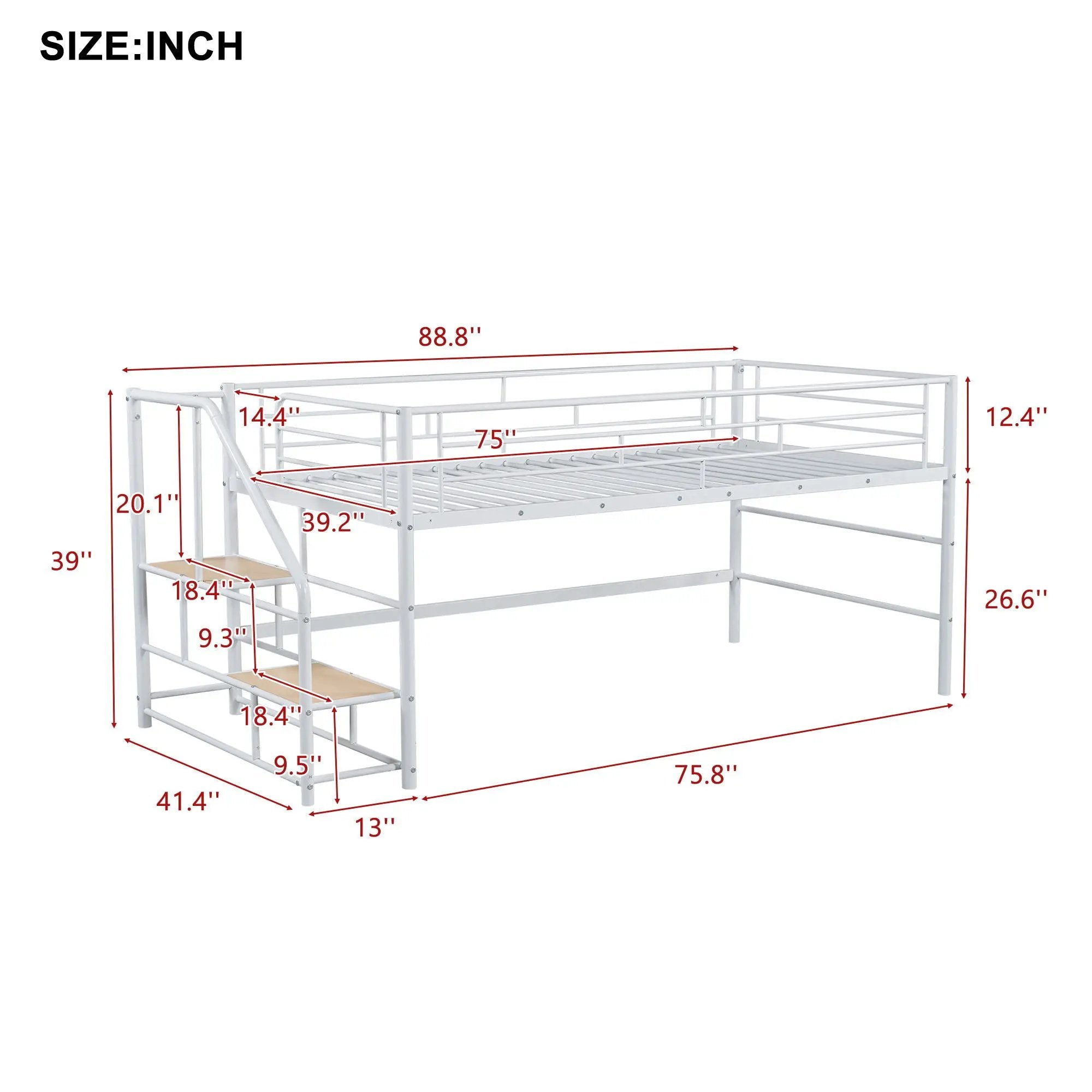 Loft Bed With Storage Stairs And Metal Frame by HouseOfZazla