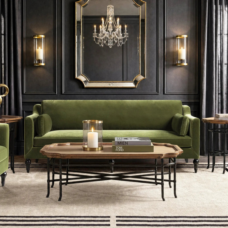 Josephine 84.5" Upholstered Modern Sofa, Olive by HouseOfZazla
