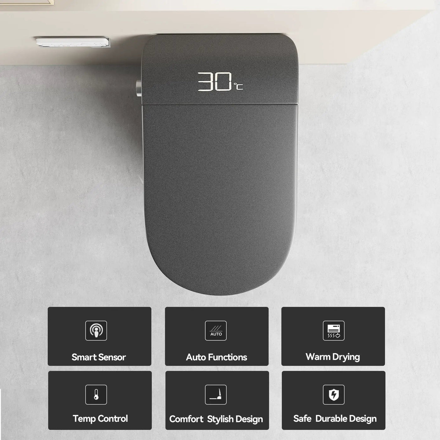 Smart Bidet Toilet With Auto Open / Close Seat, Warm Water Wash, Heated Seat, And Wireless Remote Control by HouseOfZazla