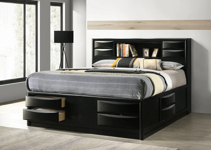 Briana Wood California King Storage Bookcase Bed Black by Unique Piece Furniture