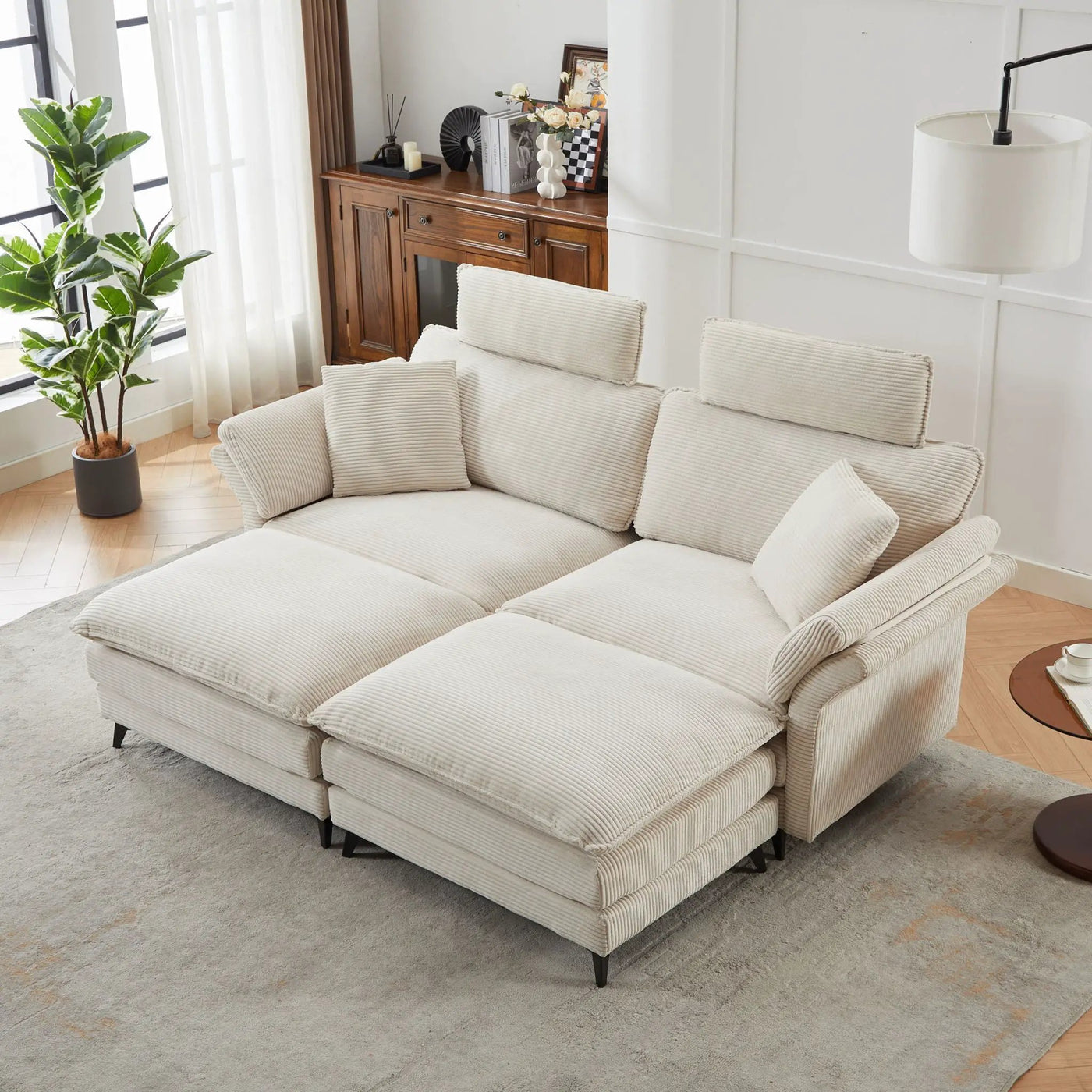 Modern Deep Seat Sectional Sofa With Ottoman by Unique Piece Furniture