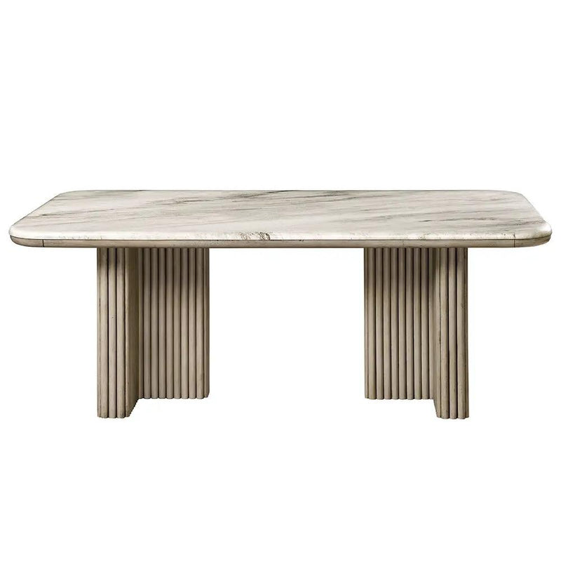 Charity - Dining Table - Natural Marble Top & Gray Oak by Unique Piece Furniture
