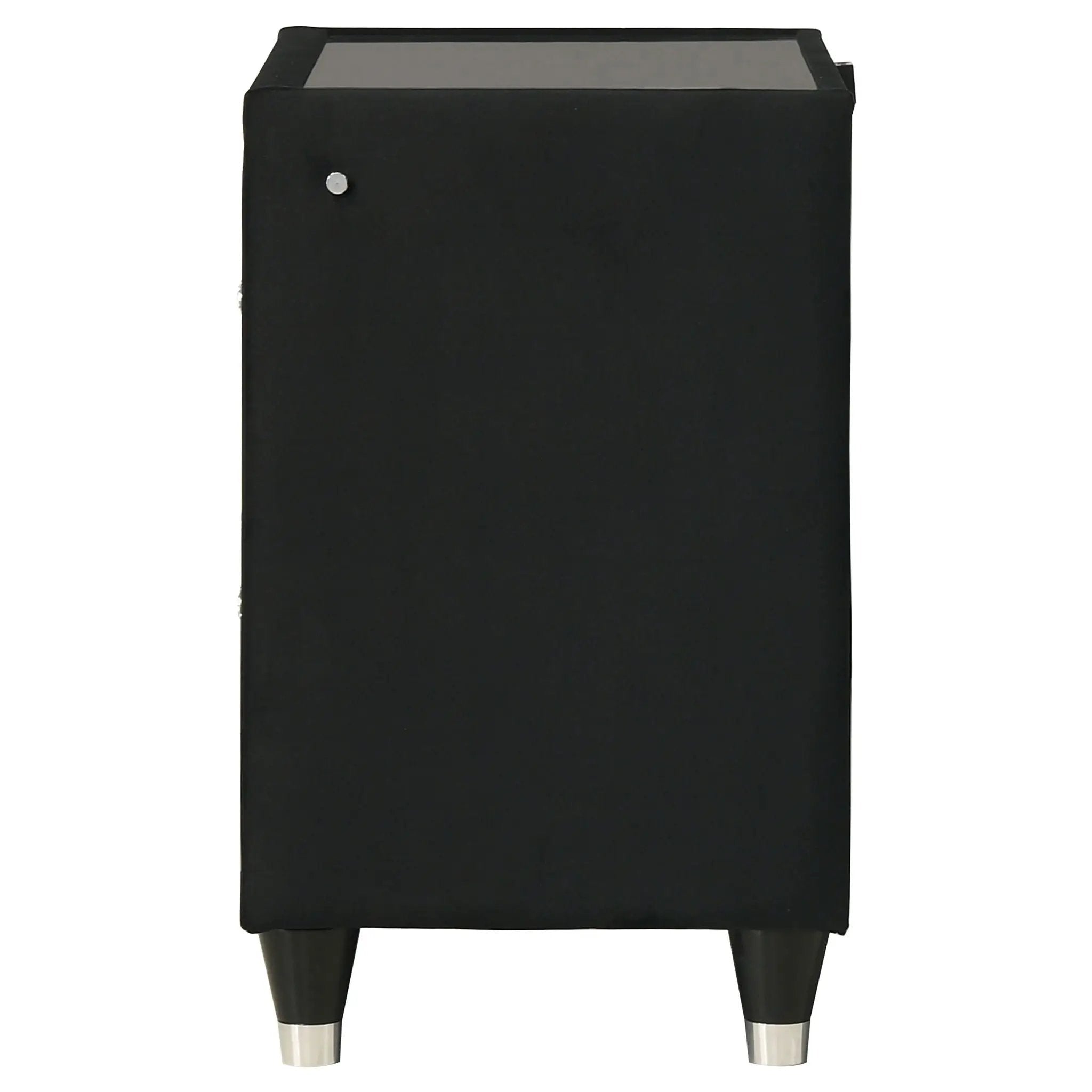 Ravenne 2-drawer Velvet Upholstered LED Nightstand with USB Black by Unique Piece Furniture