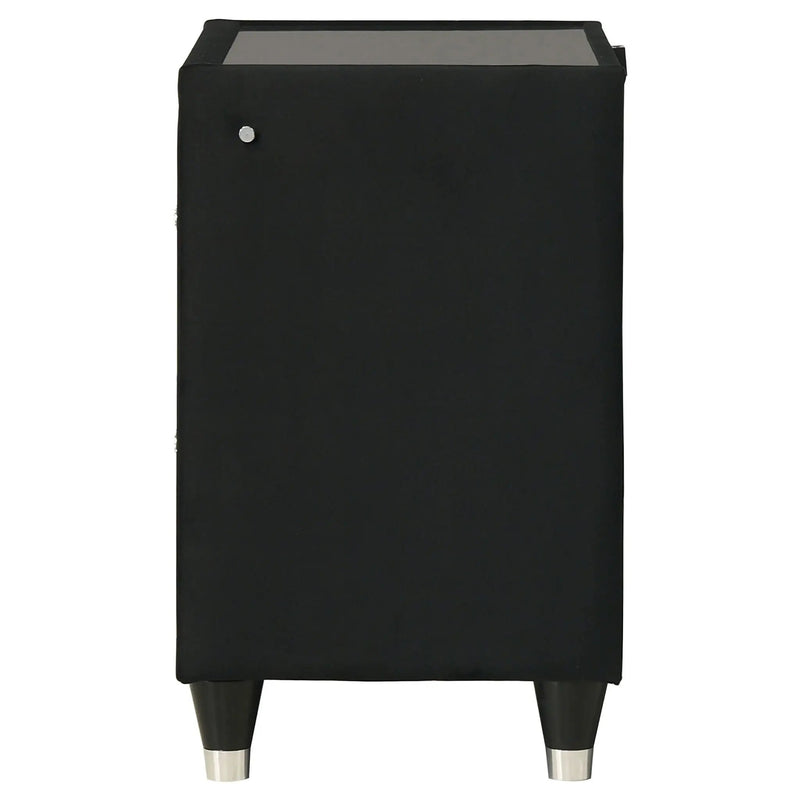 Ravenne 2-drawer Velvet Upholstered LED Nightstand with USB Black by Unique Piece Furniture