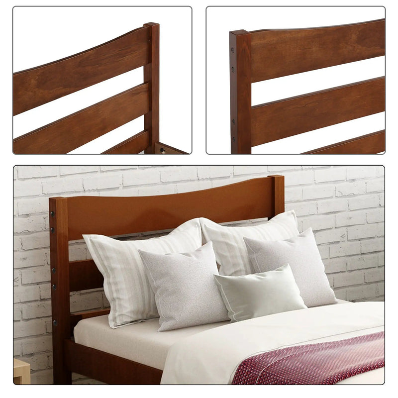 Twin Size Platform Bed With Headboard And Wooden Slat Support by HouseOfZazla