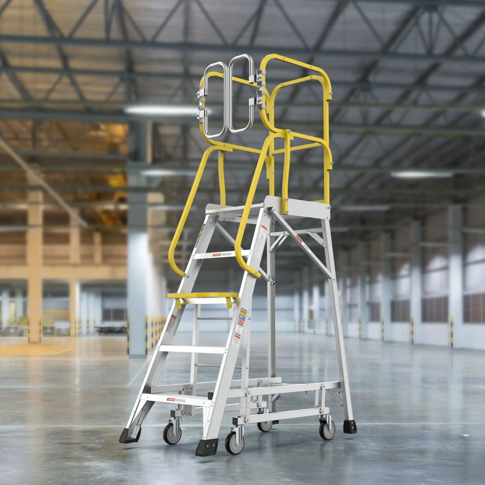 Heavy Duty Aluminum Rolling Platform Ladder with Steps by HouseOfZazla