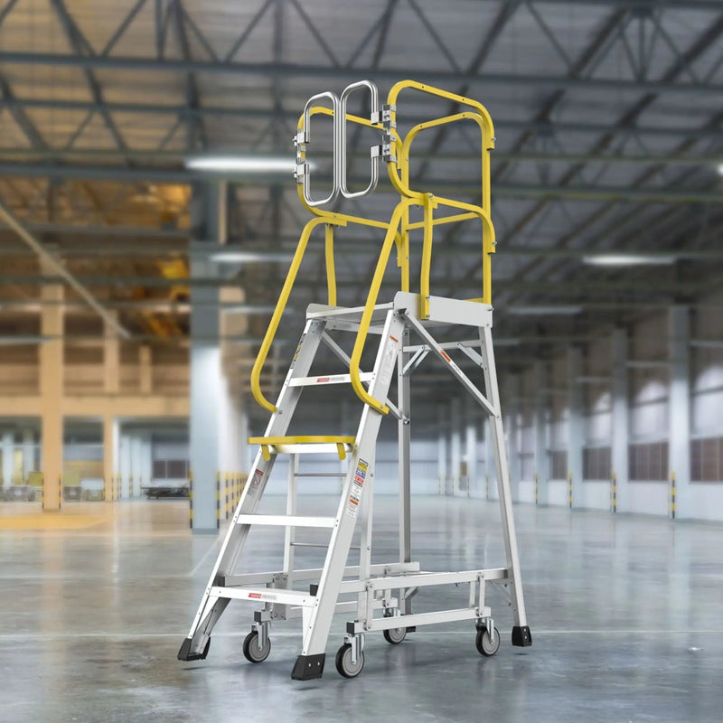 Heavy Duty Aluminum Rolling Platform Ladder with Steps by HouseOfZazla