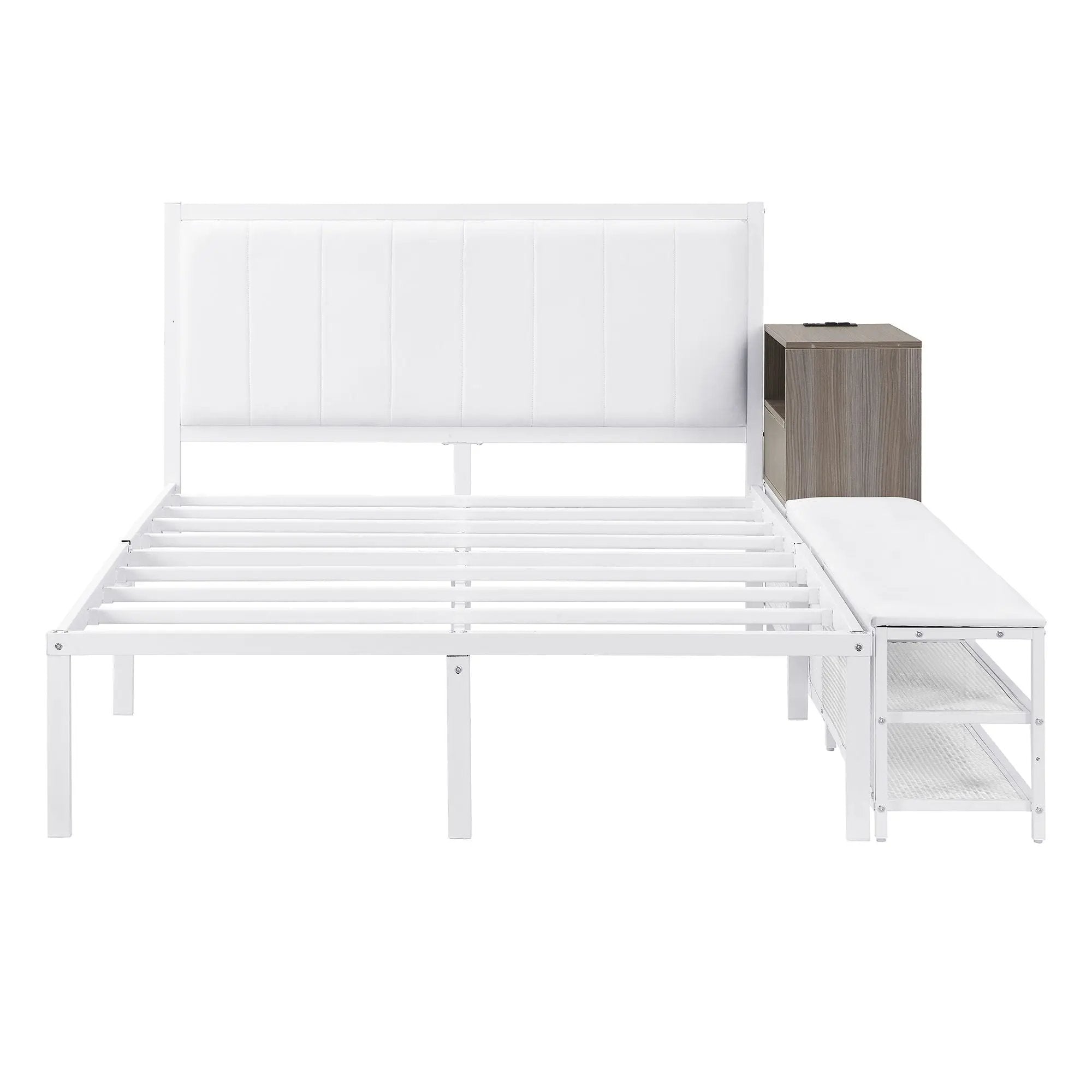 Platform Bed With 2 Tier Storage Shelves, Storage Cabinet by Unique Piece Furniture