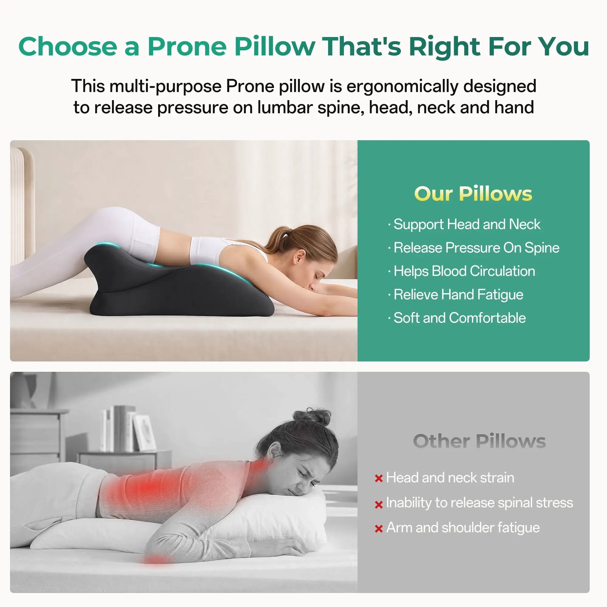 27° Ergonomic Memory Foam Support Pillow for Couples by HouseOfZazla