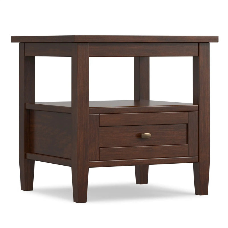 Warm Shaker - End Table With Smooth Drawer Storage - Brown by HouseOfZazla