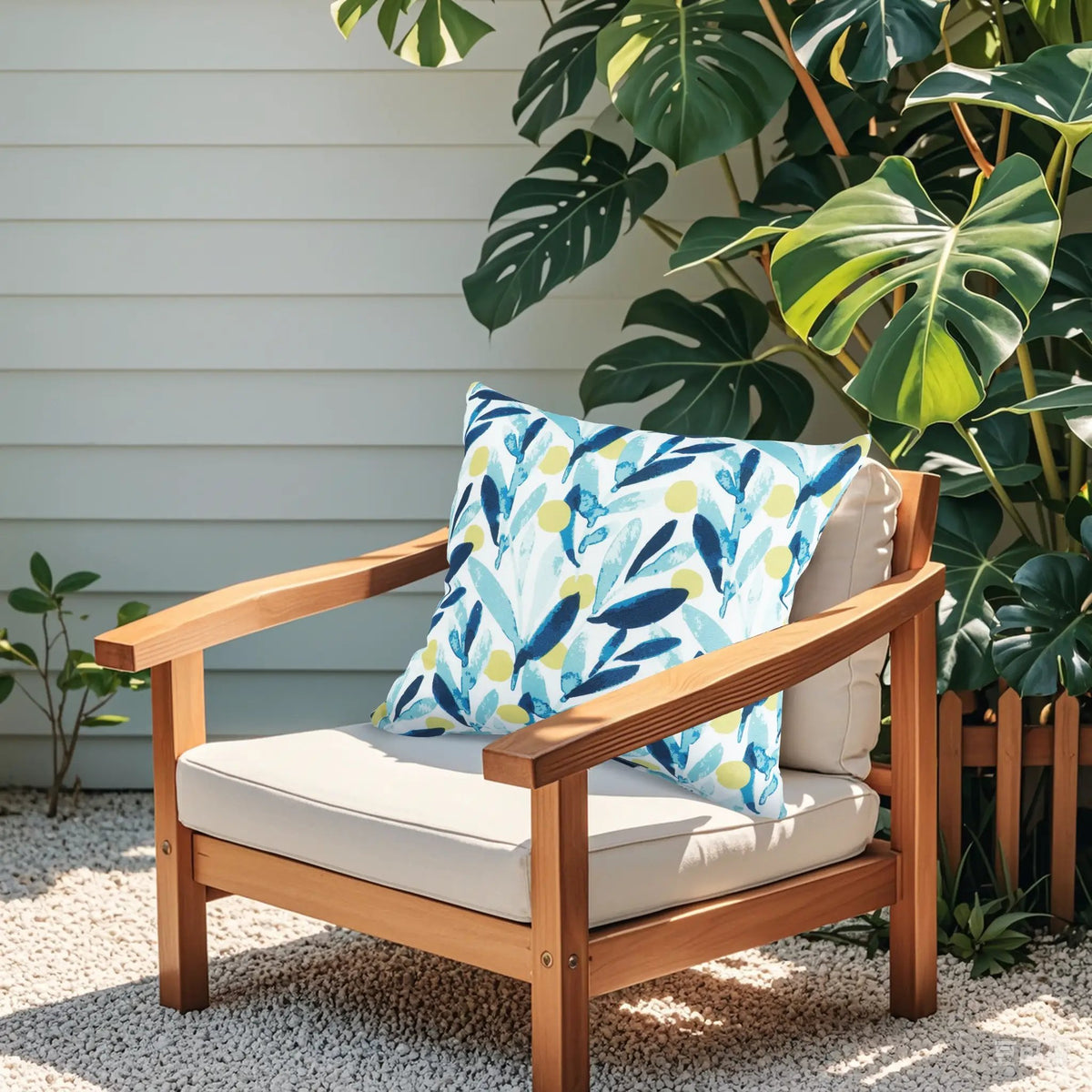 4 Pack Outdoor Pillow Covers - Coastal Leaves by HouseOfZazla