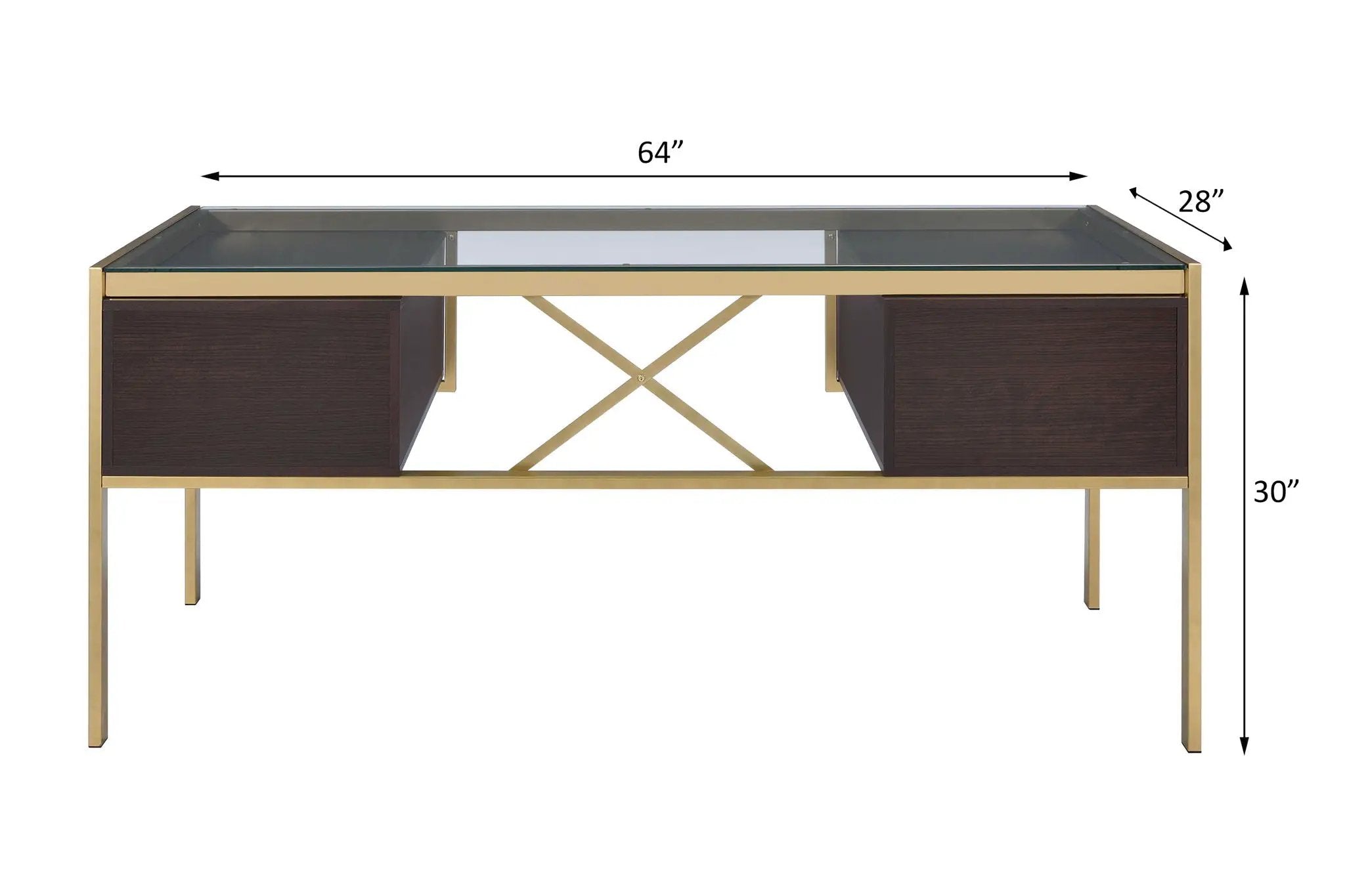 Yumia - Writing Desk - Gold & Walnut by Unique Piece Furniture