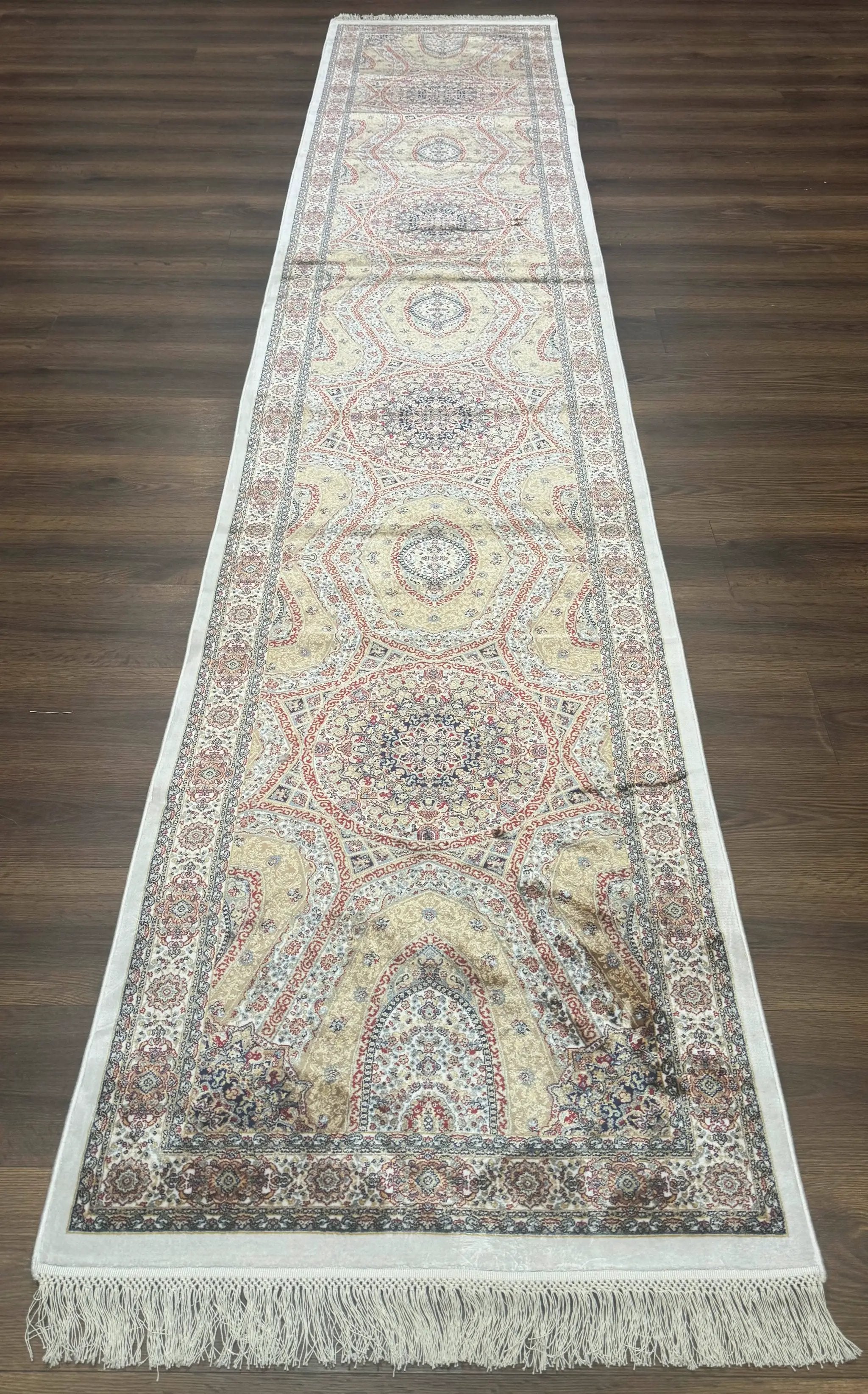 Turkish Silk Runner Rug 2.6 x 13, Dome Design, Hereke Runner, Bamboo Silk, New by Jewel Rugs