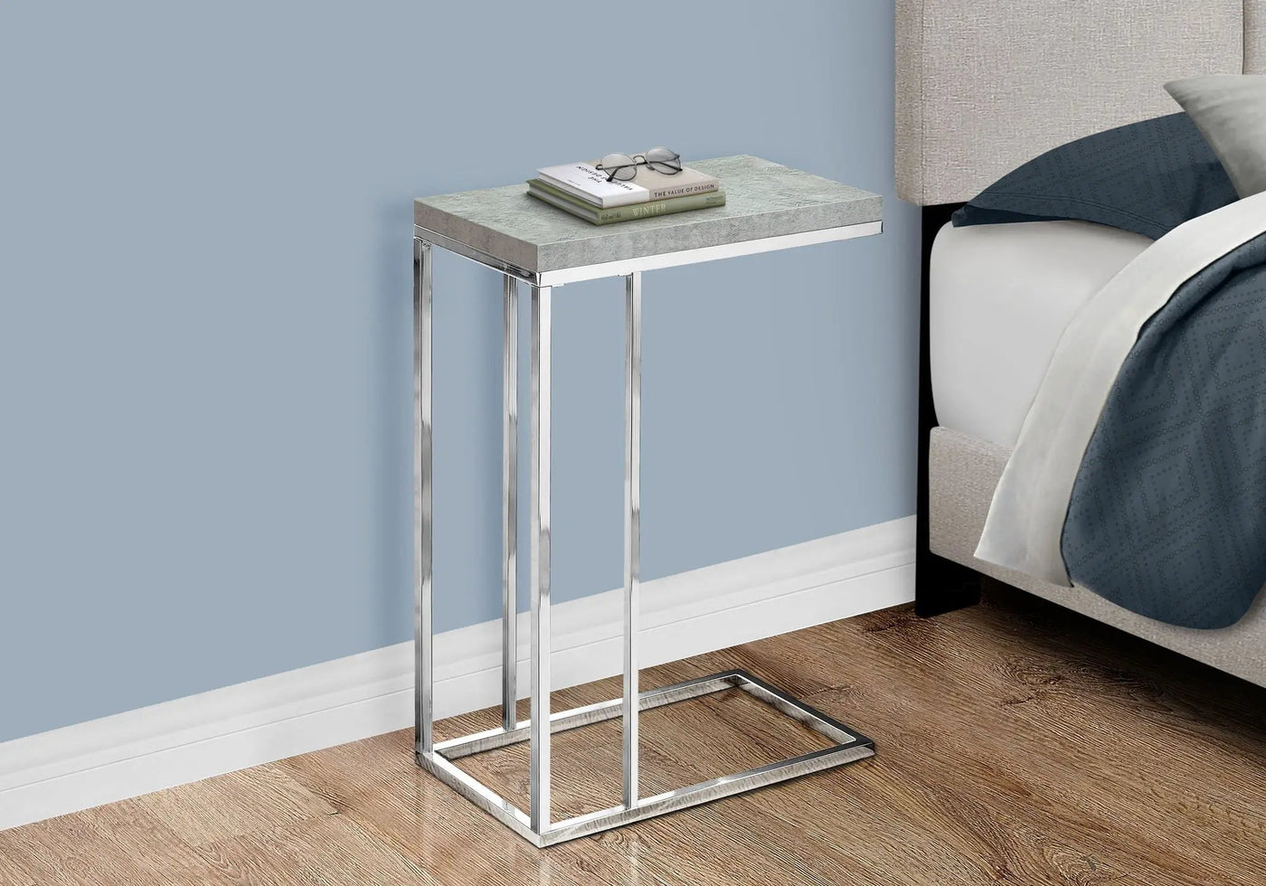 Accent Table, C - Shaped, Tempered Glass, Stylish Design Contemporary & Modern by Unique Piece Furniture
