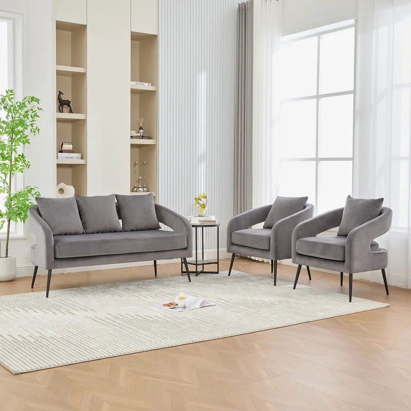 3 Piece Living Room Set, Loveseat & 2 Accent Chairs by Unique Piece Furniture