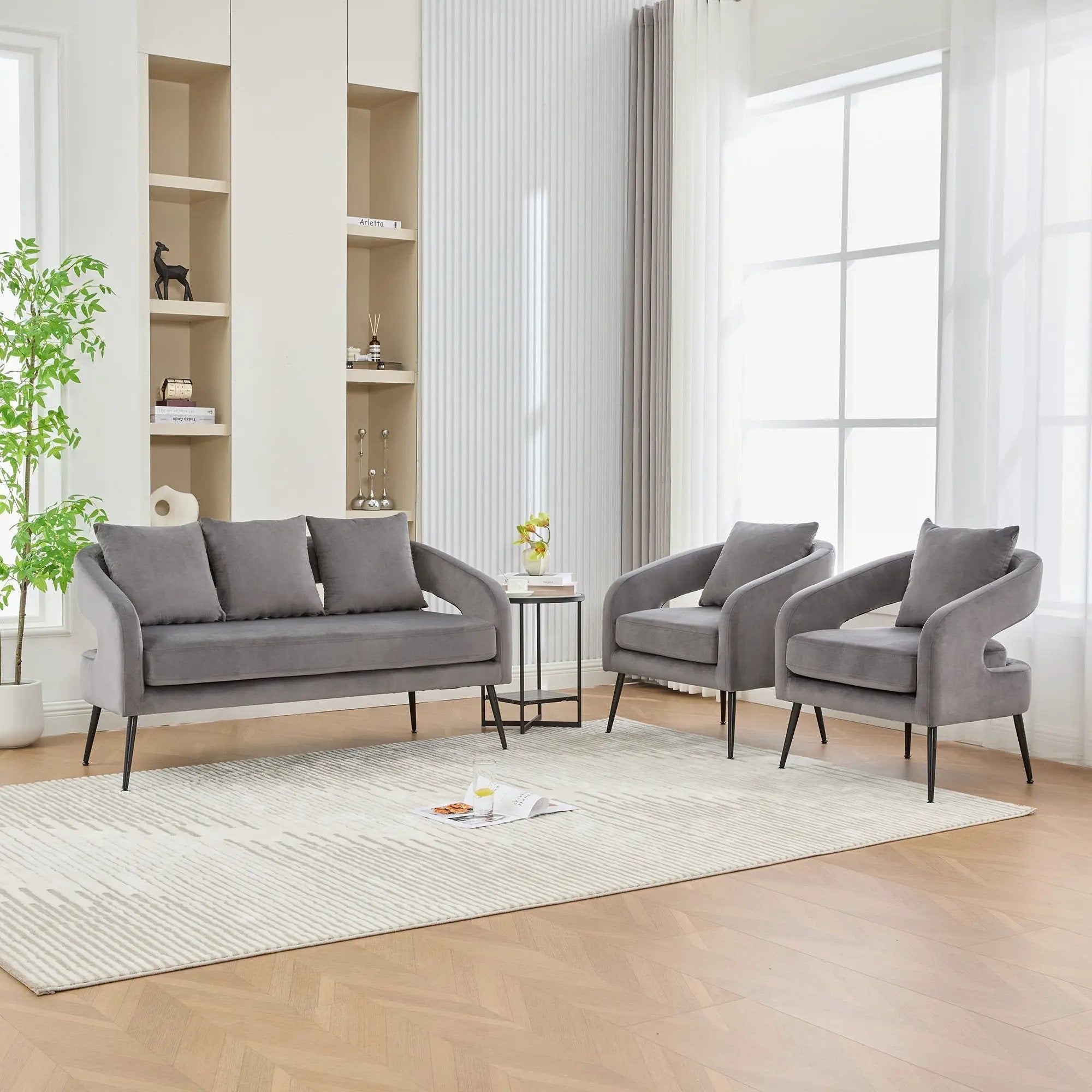 3 Piece Living Room Set, Loveseat & 2 Accent Chairs by HouseOfZazla