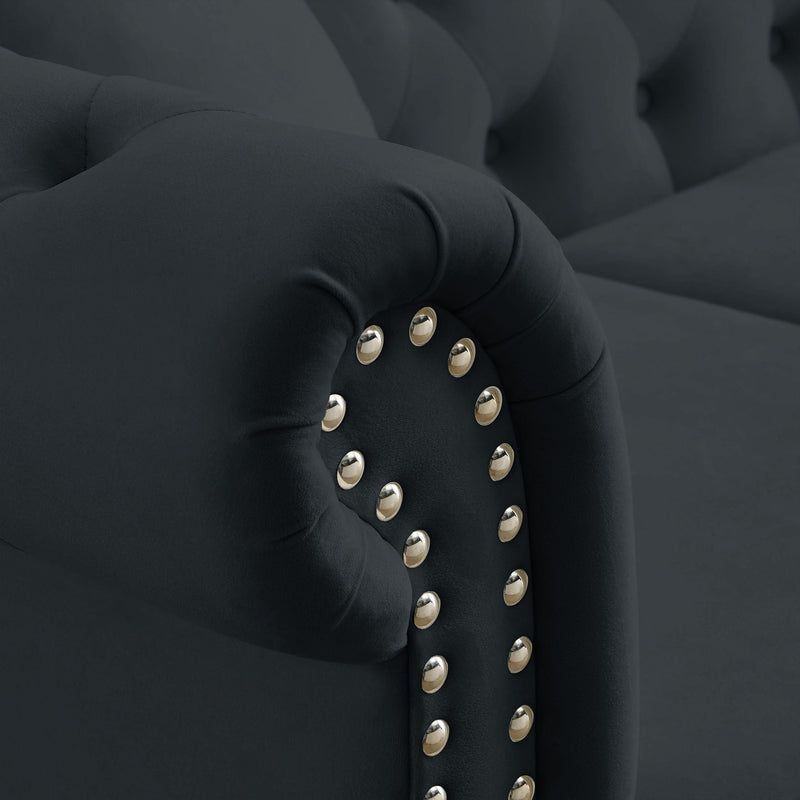 Chesterfield Sofa With Rolled Arms And Nailhead Trim by HouseOfZazla