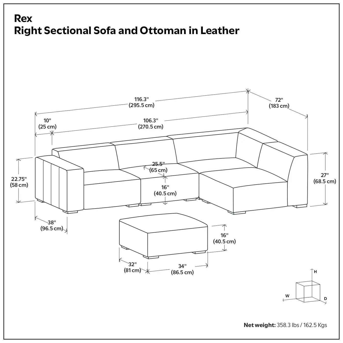 Rex - Handcrafted Sectional Sofa And Ottoman by HouseOfZazla
