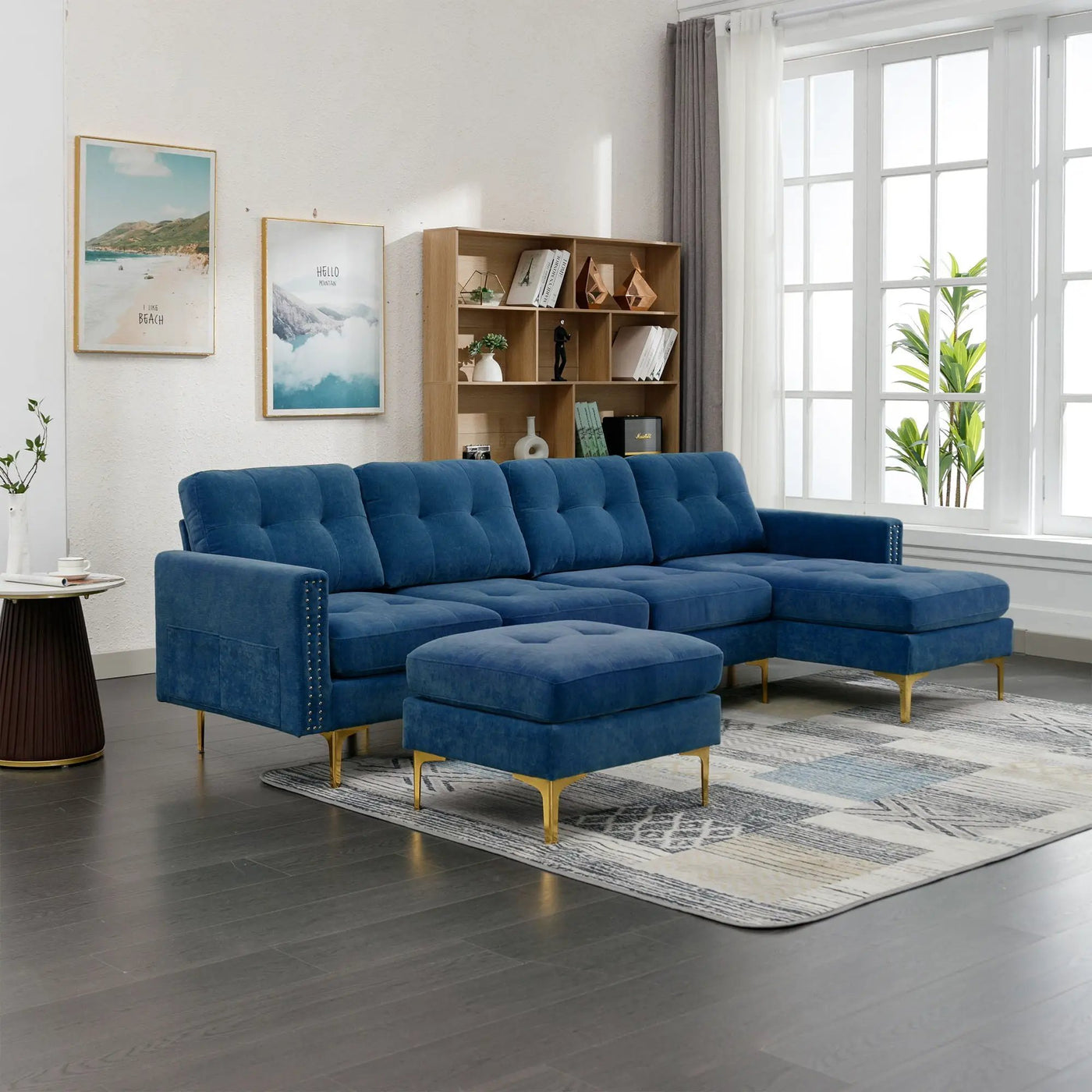 Modern L - Shape Convertible Sectional Sofa With Movable Ottoman by Unique Piece Furniture