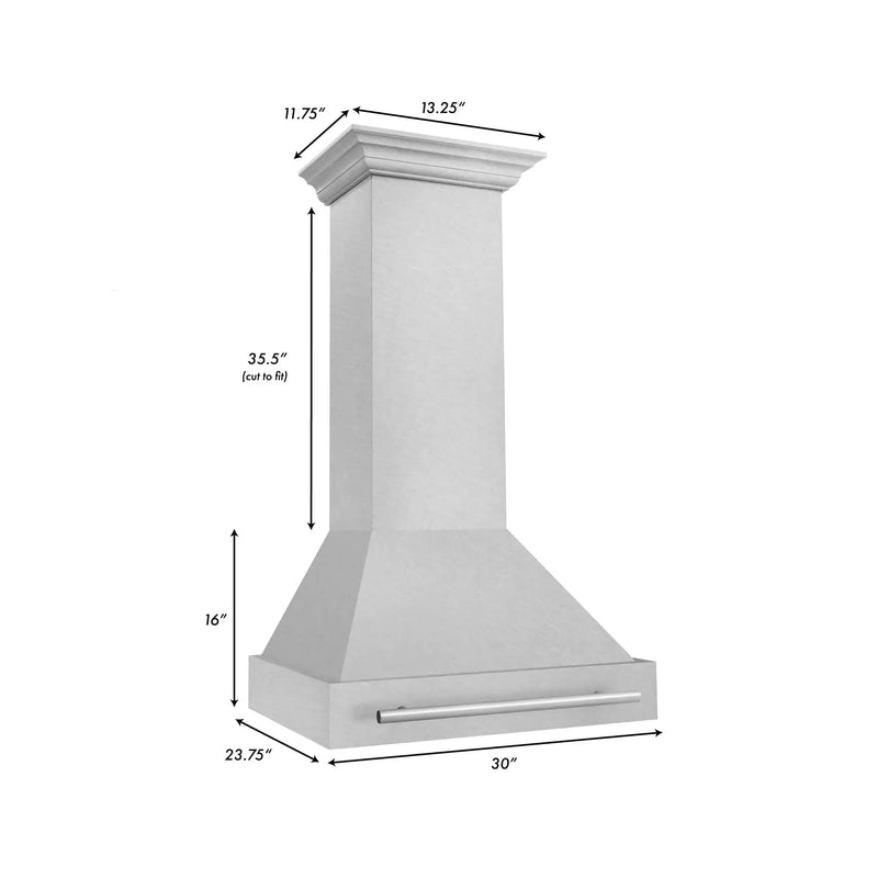 ZLINE 30" DuraSnow® Stainless Steel Range Hood with Color Shell Options 8654SNX-RG-30 by Farmhouse Kitchen and Bath
