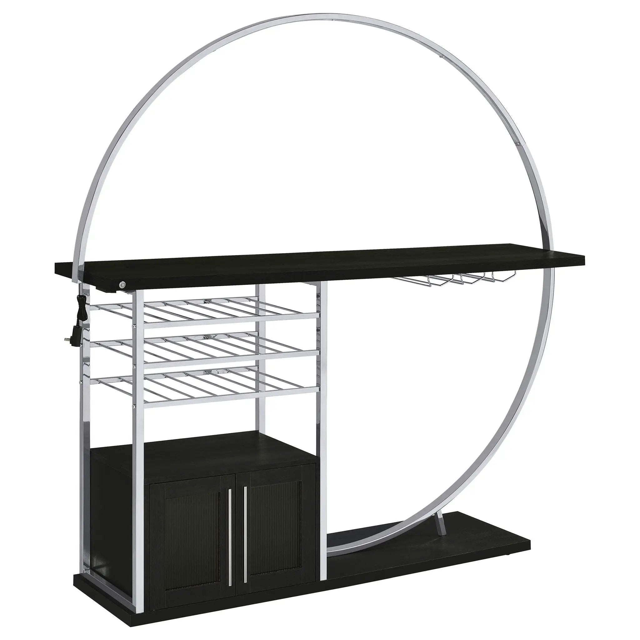 Risley 2-door Circular LED Wine Cabinet Dark Charcoal by Unique Piece Furniture