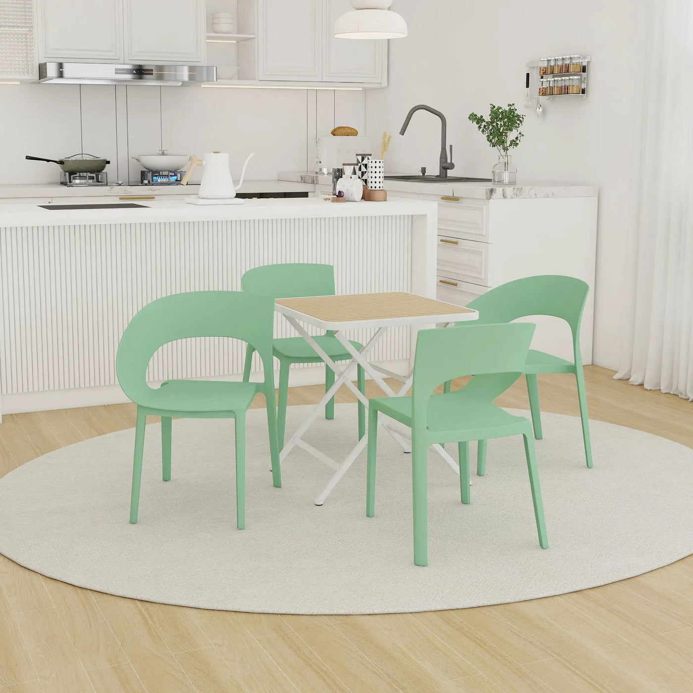 4 Piece Set Of Modern Designed Single Chairs With Folding Square Table by Unique Piece Furniture