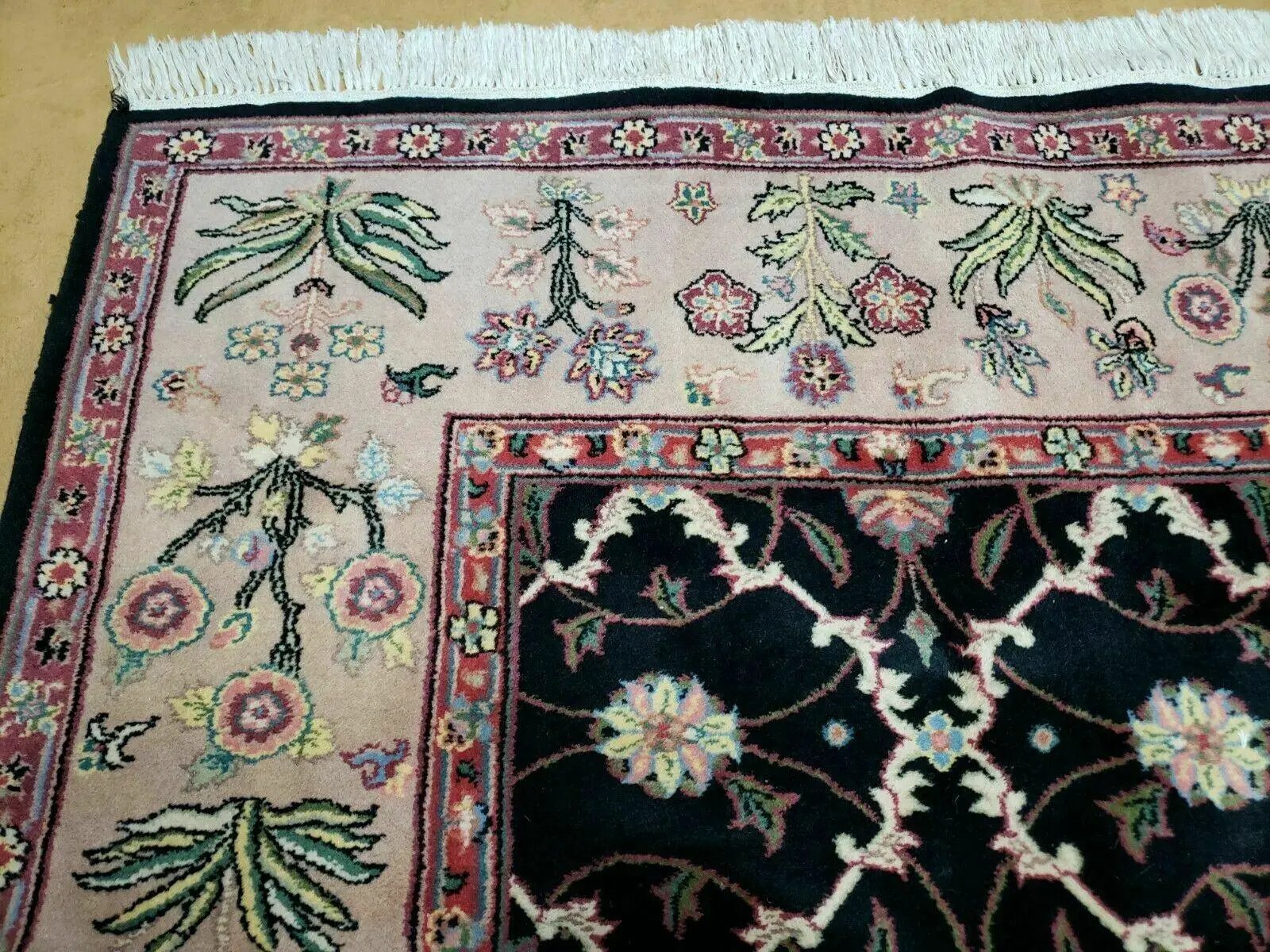 6' X 9' Handmade India Floral Oriental Wool Rug Carpet Hand Knotted Nice Black by Jewel Rugs