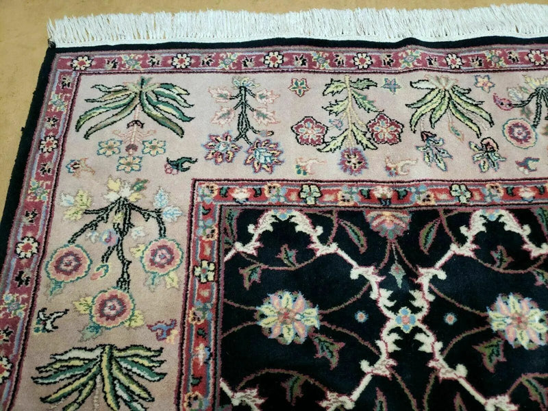 6' X 9' Handmade India Floral Oriental Wool Rug Carpet Hand Knotted Nice Black by Jewel Rugs