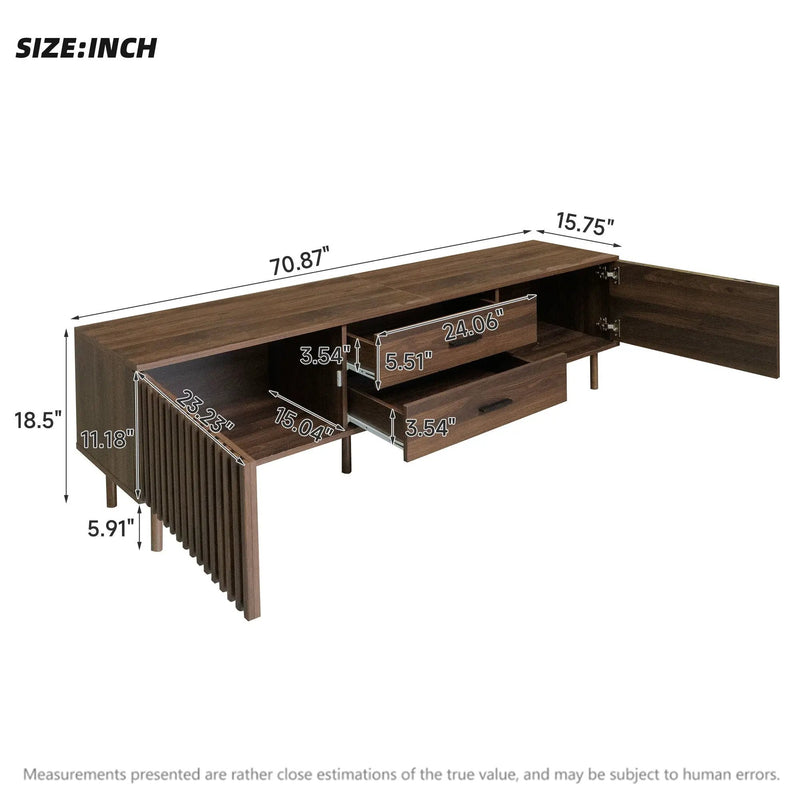 TV Stand For TVs Up To 80", Media Entertainment Center With Ample Storage - Dark Brown by Unique Piece Furniture