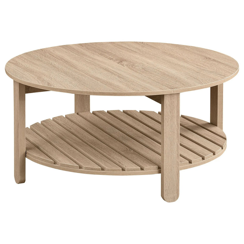 Fowler 1-shelf Round Engineered Wood Coffee Table Natural by Unique Piece Furniture