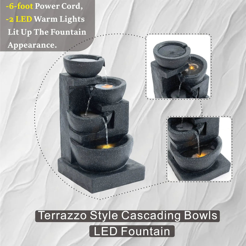 29-Inch Terrazzo Style LED Outdoor Indoor Water Fountain by HouseOfZazla