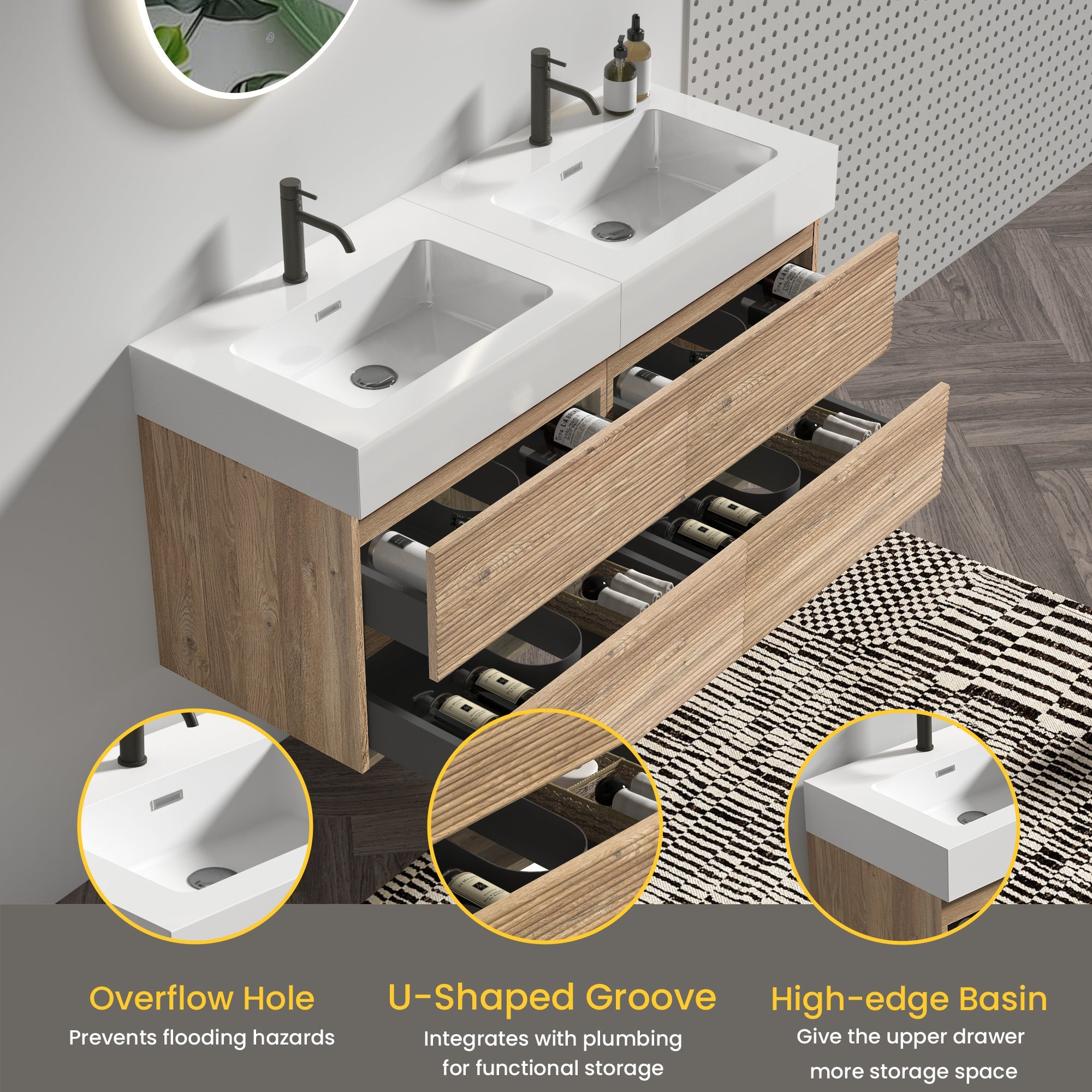 Grace 48" Bathroom Vanity with Double Drawers by HouseOfZazla