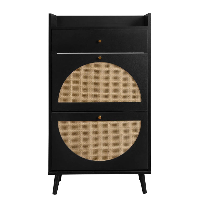 Allen - Rattan 2 Door 1 Drawer Cabinet Shoe Rack For Entrance by HouseOfZazla