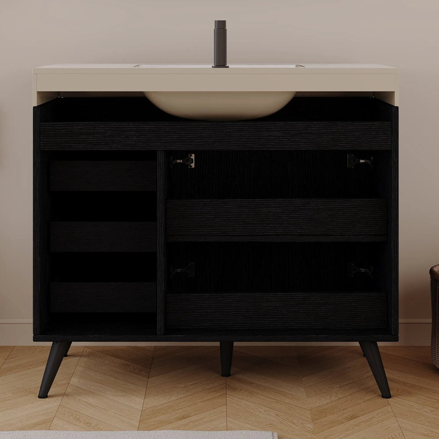 36" Freestanding Bathroom Vanity with Ceramic Sink and Faux Marble Top by HouseOfZazla