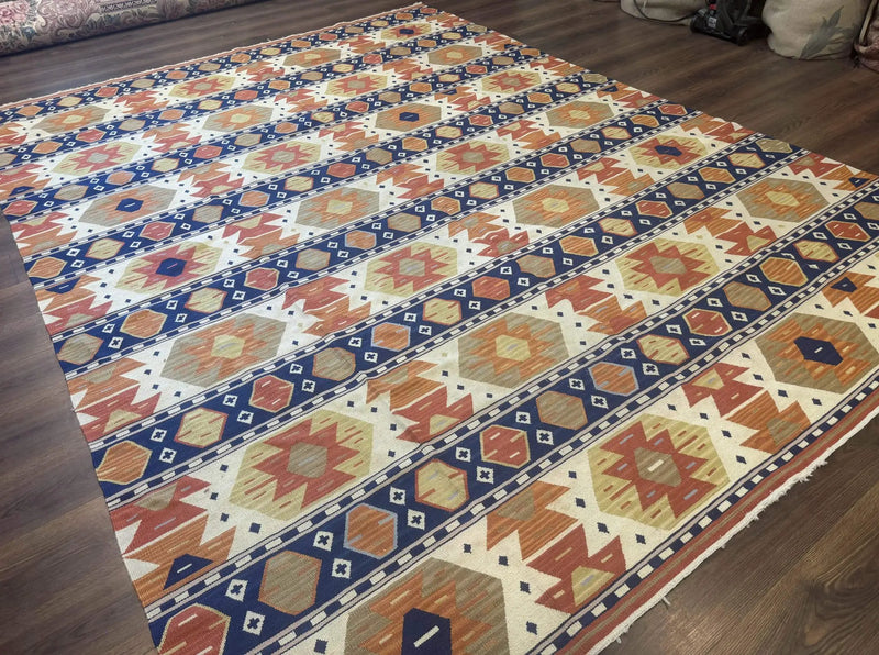 Turkish Kilim Rug 8x11, Handmade, Wool, Nourison Rug by Jewel Rugs