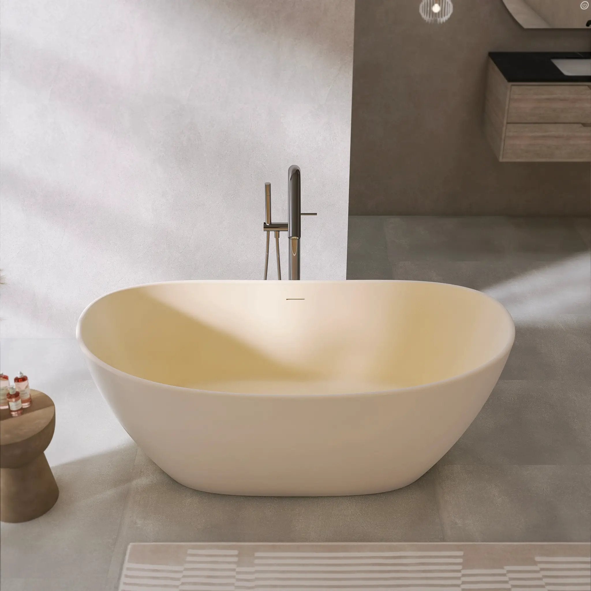 65 Inch Artificial Stone Solid Surface Freestanding Bathroom Bathtub by HouseOfZazla