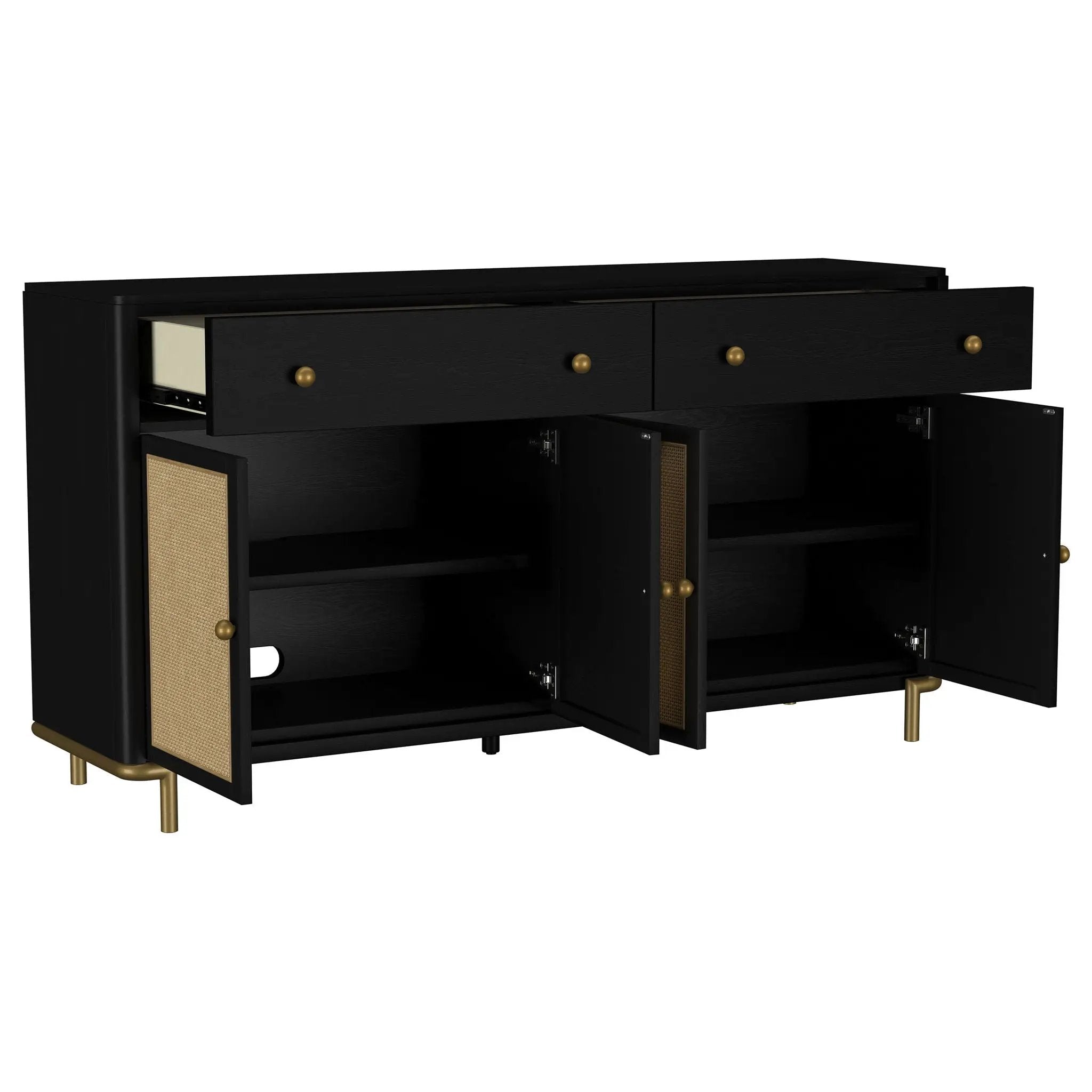 Arini 2-drawer Cane Door Dining Sideboard Server Black by Unique Piece Furniture