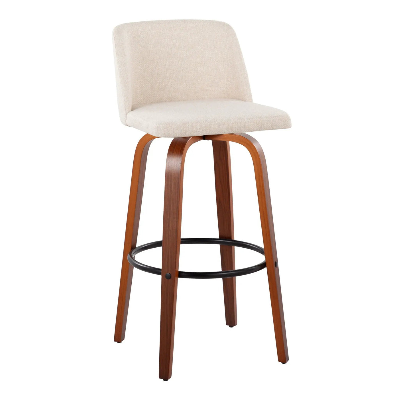Toriano - Mid Century Modern Fixed Height Barstool Swivel And Round Footrest (Set of 2) by HouseOfZazla
