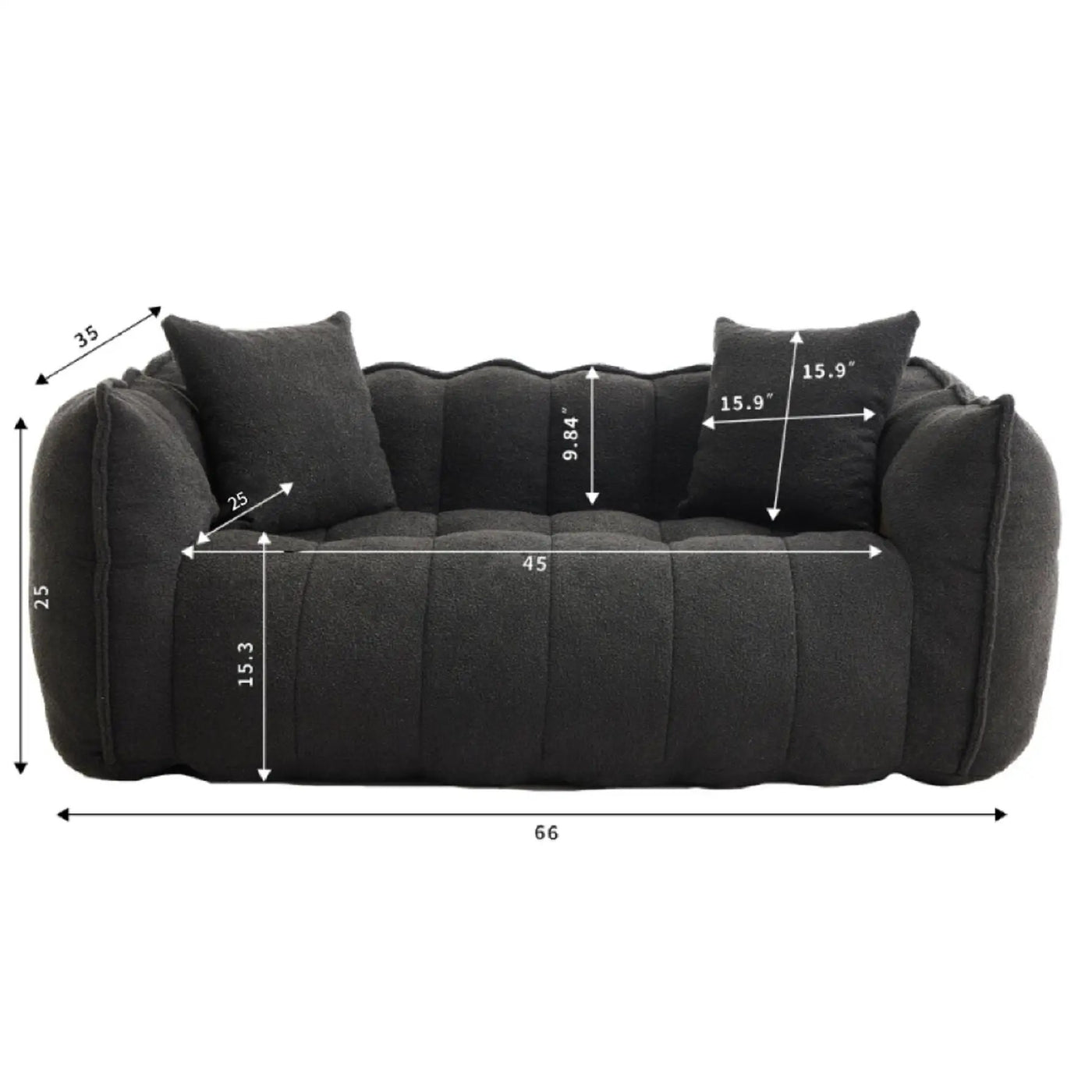 Cozy Beanbag Chair With High Resilience Foam Core For 2 by Unique Piece Furniture