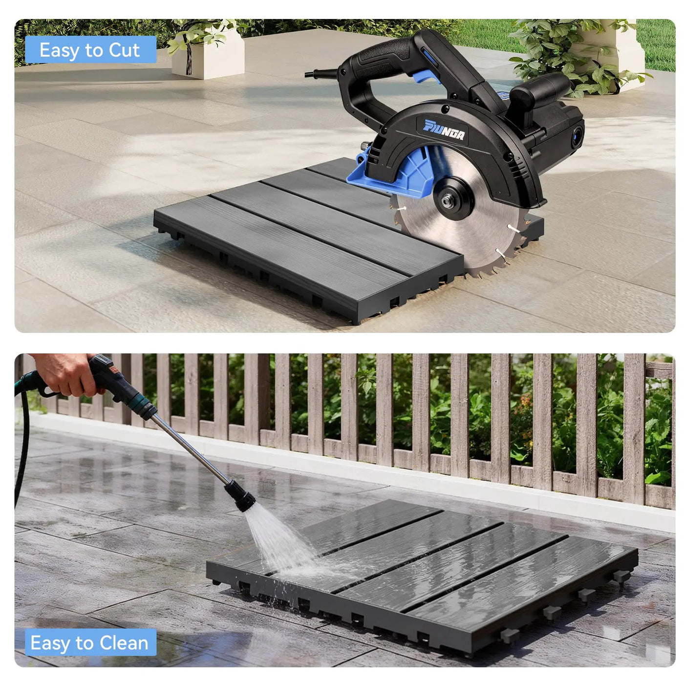 9 Pcs Interlocking Deck Tiles, 12" x 12" HDPE Outdoor Flooring by HouseOfZazla