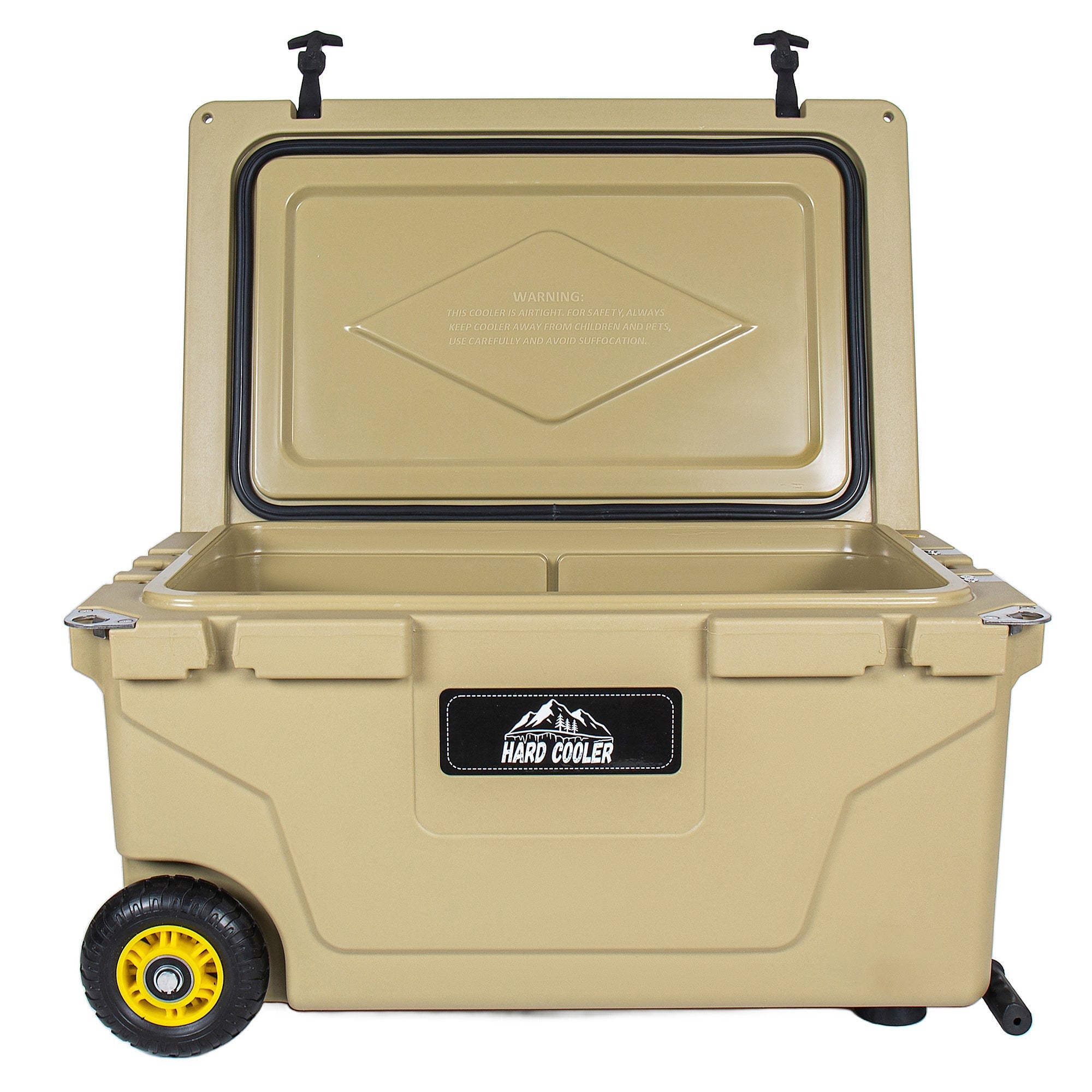65 Quart Khaki Cooler, Ultra-Tough Hard Shell Ice Chest by HouseOfZazla