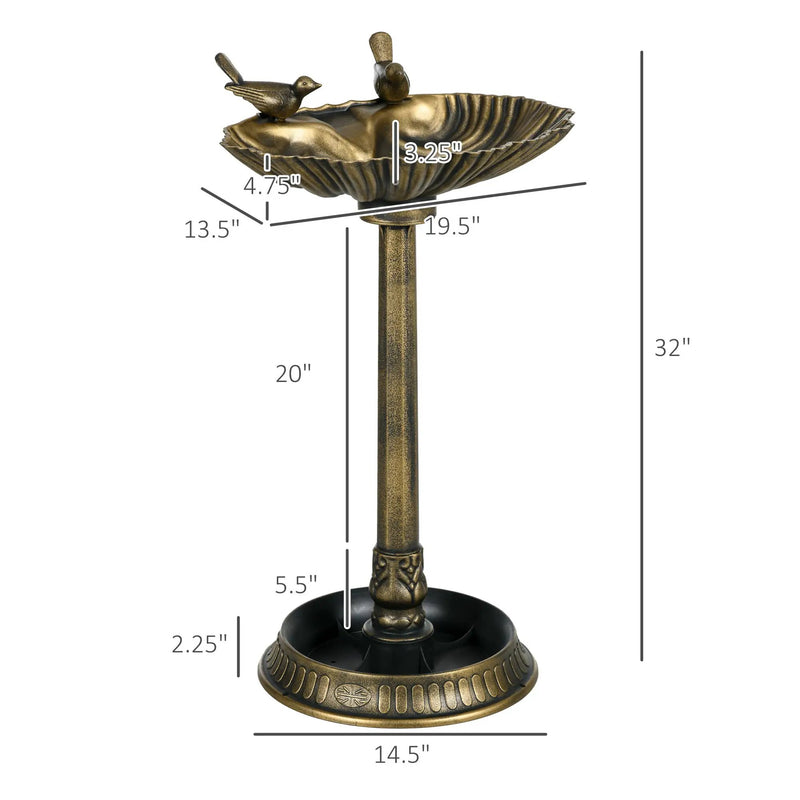 Outsunny 32' Antique Bird Bath with Pedestal Flower Planter Base by HouseOfZazla