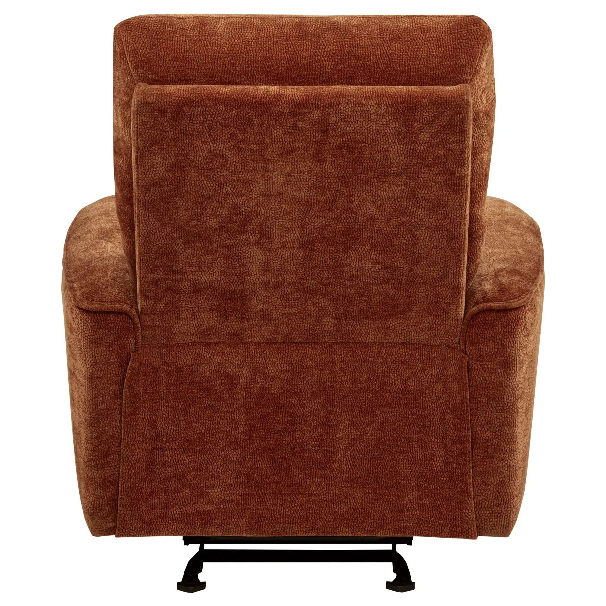 Navarro Chenille Upholstered Glider Recliner Burnt Orange by Unique Piece Furniture