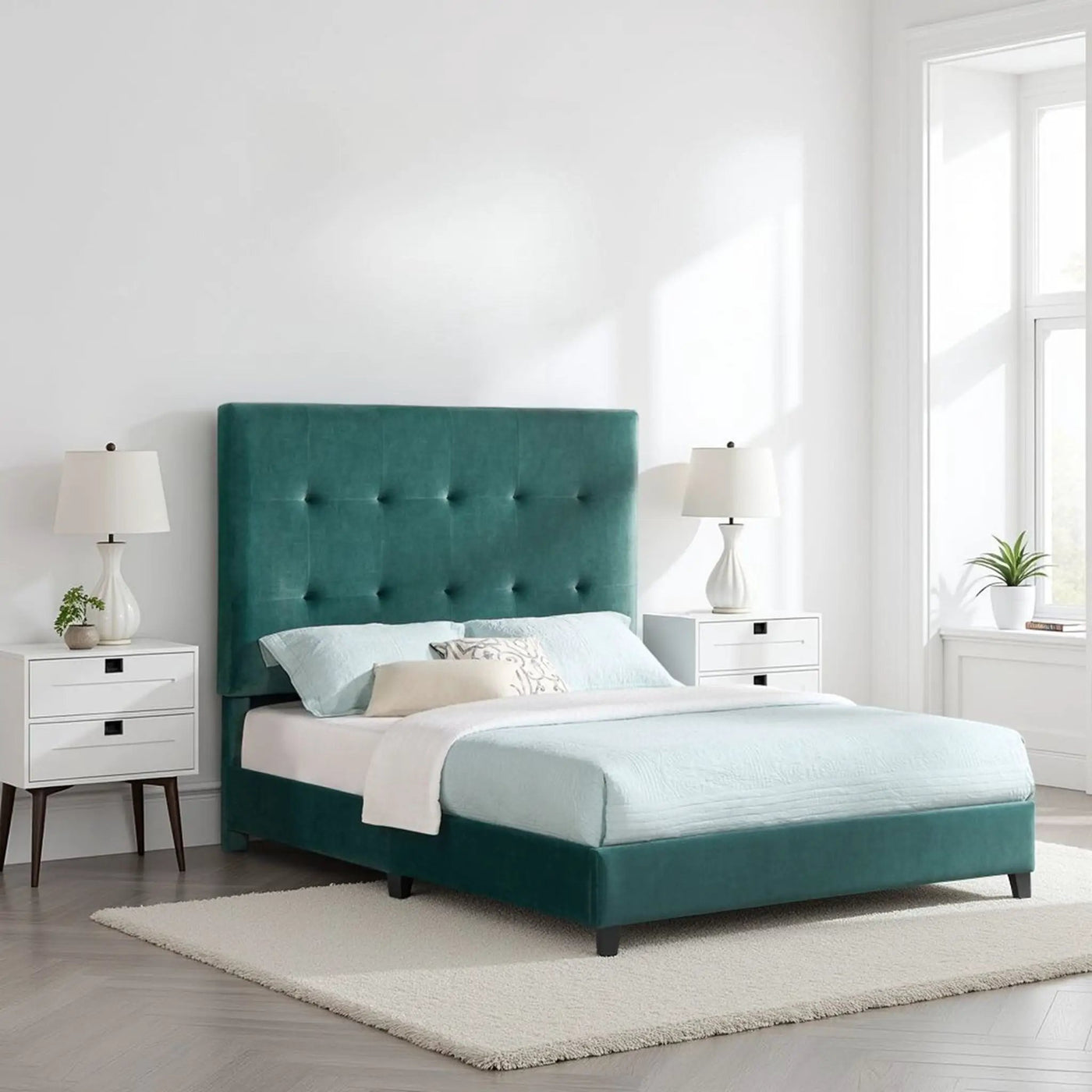 Tufted Upholstered Headboard Platform Bed by HouseOfZazla