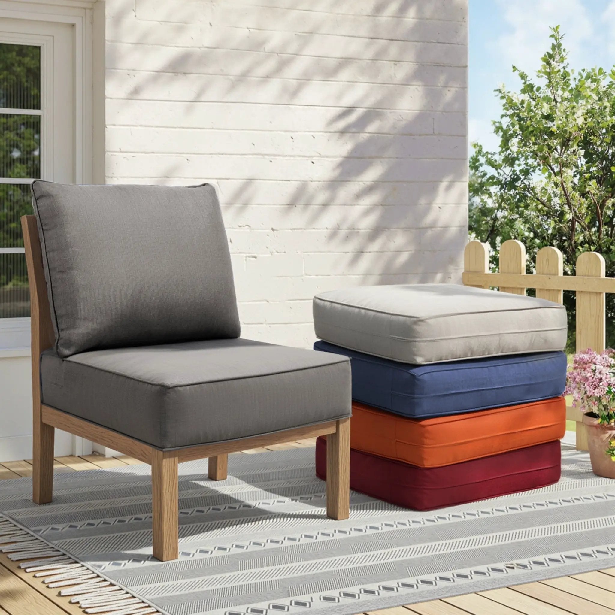 6 Inch Thick Outdoor Chair Cushion Set - Gray by HouseOfZazla