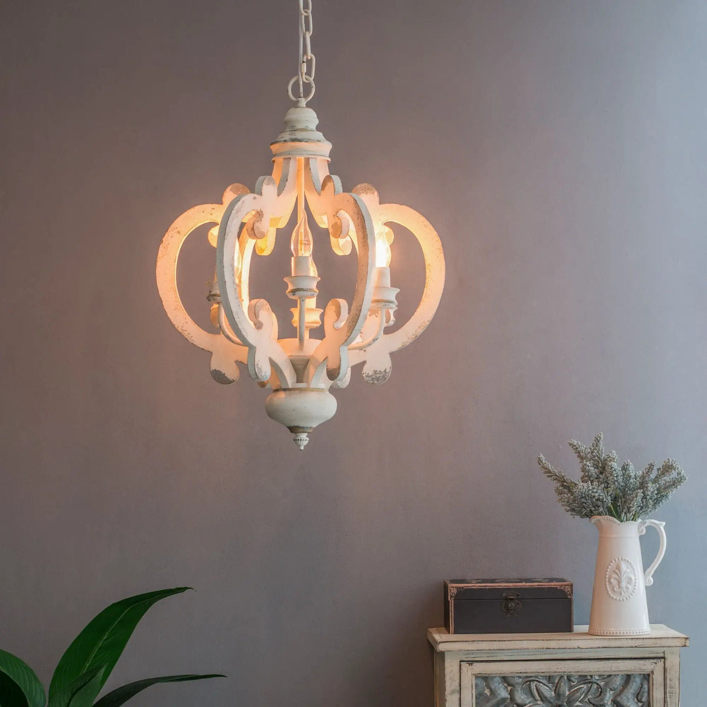 Farmhouse Chandelier, 6 Light Wood Chandelier Pendant Light Fixture With Adjustable Chain For Dining Room Living Room Entryway, Bulb Not Included by Unique Piece Furniture