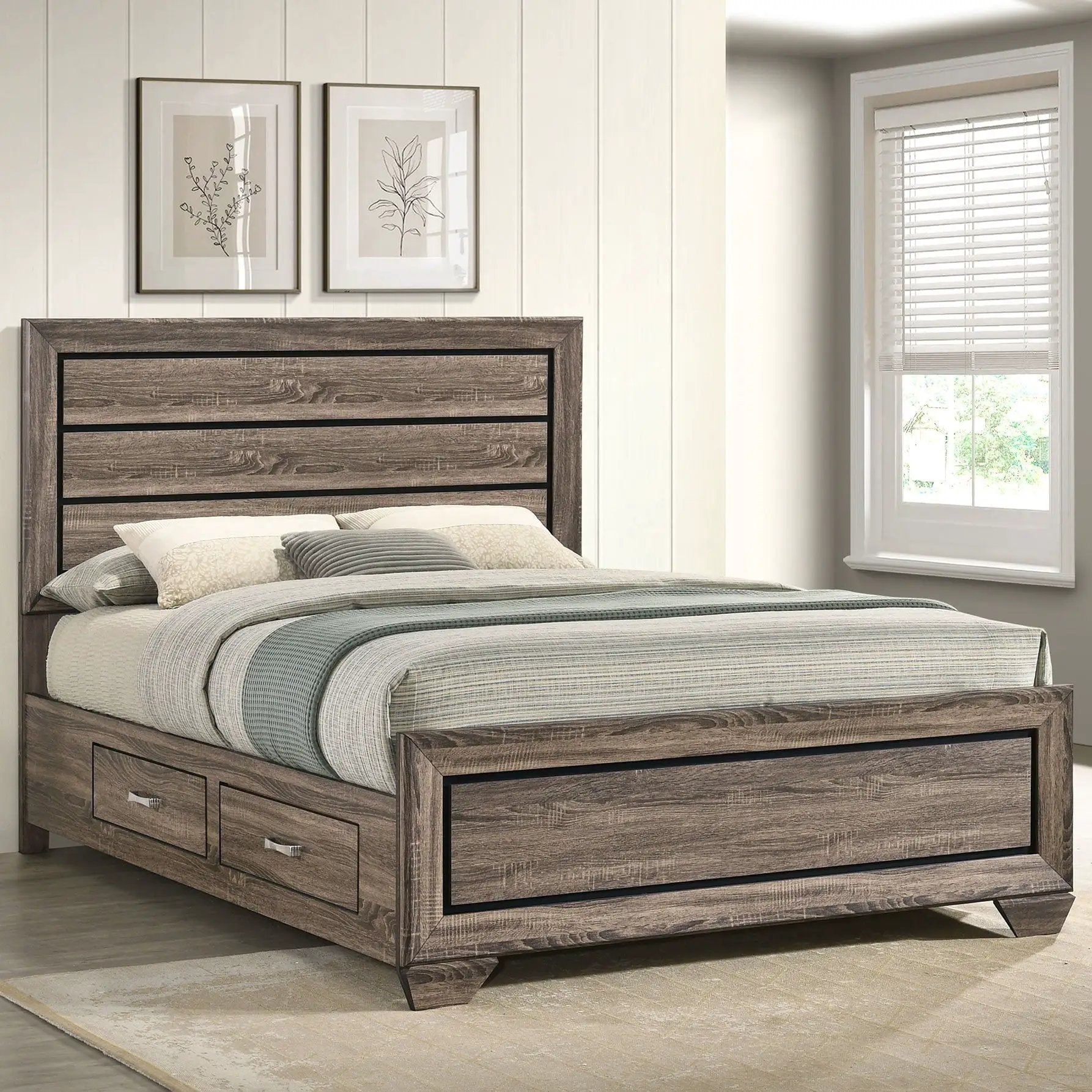 Queen Storage Bed With Underbed Drawers - Brown by HouseOfZazla