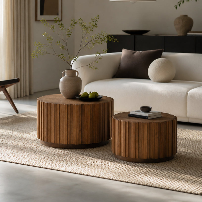 19.7" + 27.5" Round Nesting Coffee Table Set of 2 by HouseOfZazla